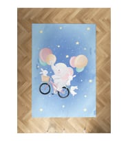 MEKTA HOME BEBEK VE ÇOCUK ODASI Bisiklet ve Yavru Fil Desenli Halı