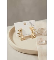 Gold Renk Zirkon Taşlı Saçak Model Vintage Kadın Küpe 5886