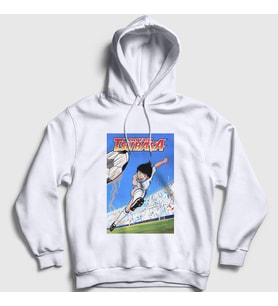 Presmono Unisex Beyaz Shoot Futbol Anime Kaptan Captain Tsubasa Kapüşonlu Sweatshirt 326851tt