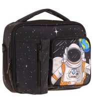 Kaukko Erkek Çocuk, Siyah Beyaz, Astronot Baskılı Isı Yalıtımlı Üç Bölmeli (Matara Cepli) Okul Beslenme Çantası L7253 (Çok Renkli)