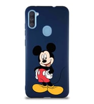 Samsung Galaxy M11 Soft Premier Kapak Mickey Mouse-E Tasarımlı Silikon Kılıf - Lacivert (Şeffaf)