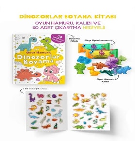 Dinozorlar Boyama Kitabı - Oyun Hamurlu - 3 Yaş +