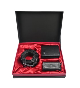 HAKİKİ DERİ DAMAT SET 3'LÜ  KEMER & CÜZDAN & ANAHTARLIK SİZE ÖZEL KEMER  BOY & CÜZDAN MODEL DEĞİŞTİRME ÖZELLİĞİ 10 YIL GARANTİ ARI (Siyah)