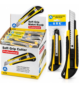 24 ADET LÜX PLASTİK GRİP FALÇATA MAKET BIÇAK 18MM ÇELİK BIÇAK