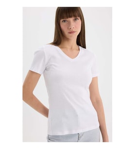 Defacto Kısa Ko Beyaz Kadın T-Shirt I1080AZ/WT34