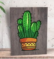 BK Gift Kaktüs Tasarımlı Dekoratif Mini Kanvas Tablo 15x20cm-1