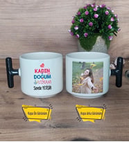 Kadın Doğum Uzmanı Kupa Bardak Fotoğraflı T Siyah Kulplu Tıp Bayramı Hediyesi