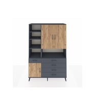 Hyperion Dolap 8 Raflı 5 Çekmeceli 3 Kapaklı 132x44x195 Antrasit-Çam/Antrasit