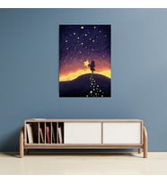 Gökyüzünden Kayan Yıldız Temalı MDF Tablo 20x28 cm