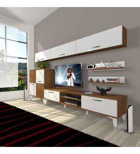 Decoraktiv Eko 8 Slm Dvd Silver Tv Ünitesi Tv Sehpası (Beyaz - Kahverengi)
