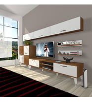 Decoraktiv Eko 8 Slm Dvd Silver Tv Ünitesi Tv Sehpası (Beyaz - Kahverengi)