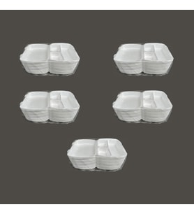 Dağyüce 23/A Tek Kullanımlık Köpük 3 Bölmeli Kapaklı Kase Kutu - 20x24 Cm. - 20 Adetlik 5 Paket