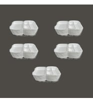 Dağyüce 23/A Tek Kullanımlık Köpük 3 Bölmeli Kapaklı Kase Kutu - 20x24 Cm. - 20 Adetlik 5 Paket