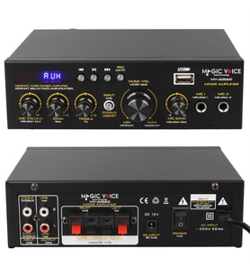 Magicvoice 2x20 Watt 4-8 Ohm Usb Sd Kart Girişli Amfi Bluetooth Mikrofon Girişli Trafosuz Mini Anfi Amplifikatör
