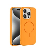 Apple iPhone 15 Pro Uyumlu Kılıf M-safe Şarj Özellikli Zore Meta Kapak (Turuncu)