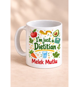 Kişiye Özel Diyetisyen Temalı Baskılı Beyaz Kupa - Diyetisyene Hediye Bardak Fincan Mug