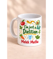 Kişiye Özel Diyetisyen Temalı Baskılı Beyaz Kupa - Diyetisyene Hediye Bardak Fincan Mug