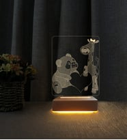 Panda Zürafa Tasarımlı Lamba Kişiye Özel İsimli 3d Led Masa Lambası Doğum Günü Hediyesi Lamba