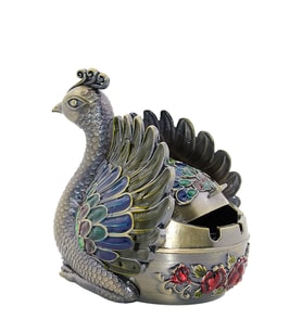 Metal Tavuskuşu Figürü Küllük 14*13 Cm