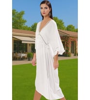 Maxi Dokuma Volanlı Plaj Elbisesi Viskoz Polyester Yaz Yüksek Kalite Konforlu Kesim Modern Stil (Ekru)