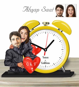 Kişiye Özel Ahşap Saat-Sevgililer Günü Hediyesi Sevgili Model-6