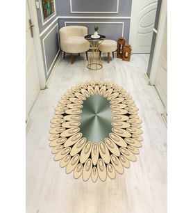 Modern Desenli Lazer Kesim Dijital Baskı Kaymaz Taban Halı H0417