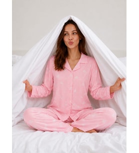 Kadın 0520 Süet Dügmeli Pijama Takımı