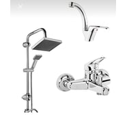 Moonshop 3'lü Duş Seti Duş Robotu Banyo Bataryası Lavabo Bataryası