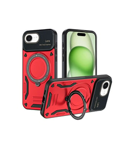Apple İphone 16e Kılıf Joy Lens Standlı Kapak - Kırmızı