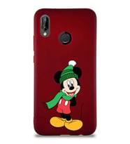 Huawei P20 Lite Soft Premier Kapak Mickey Mouse-G Tasarımlı Silikon Kılıf - Mürdüm (Şeffaf)