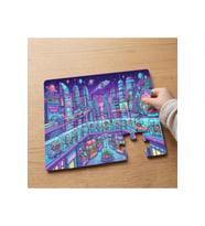 Gezegen ve Şehir Manzarası Tasarımlı 24 Parça Ahşap Çocuk Puzzle