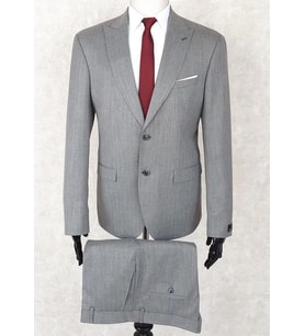 Jan Carlucci Slim Fit Sivri Yaka-Çift Yırtmaç Gri Çizgili  Drop 6 Yelekli Takım Elbise