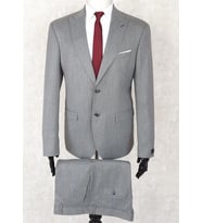 Jan Carlucci Slim Fit Sivri Yaka-Çift Yırtmaç Gri Çizgili  Drop 6 Yelekli Takım Elbise
