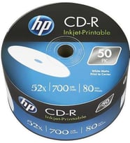 HP CD-R 52X Inkjet Printable 700Mb 80Dk 50'Li Spindle
