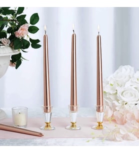 CHRISTMAS CANDLE METALLIC BRIGHT ROSE GOLD CANDLESTICK 10 ADET ROSE GOLD ŞAMDAN MUMU YILBAŞI MUMLARI