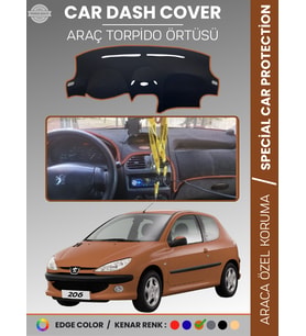 PEUGEOT 206 BÜYÜK EKRAN (1998-2003) Torpido Örtüsü Ön Göğüs Torpido Koruma Birebir Uyum Kaymaz