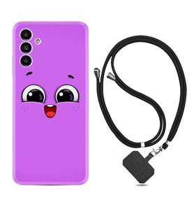 Samsung A23 A31 A32 A50 A51 A52 A53 A70 Kılıf Boyun Askılı Silikon Purple Sweety 1717