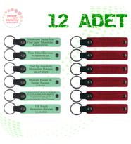 Yeşil & Kırmızı, Bebek Partilerine Sürpriz, 12’li Set, İsim Ve Mesaj Yazılı Deri Hatıra