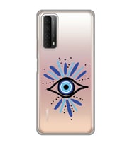 Huawei P Smart 2021 Uyumlu Nazar Göz Desenli Şeffaf Telefon Kılıfı