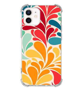 PrintiFy Apple iPhone 12 Uyumlu Retro Color 5 Baskılı Şeffaf Köşe Korumalı Antişok Kılıf