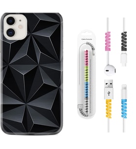 Apple iPhone 11 12 13 Mini Kılıf Kablo Koruma Spiral Silikon Prizmalar 1782