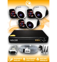 ELITCAM 6 Kameralı Panda 3 İç Kamera Set HDD'siz Full HD Gece Görüşlü Güvenlik Kamerası Sistemi
