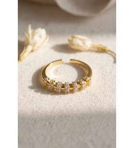 Zirkon Taşlı Gold Renk Vintage Kadın Yüzük TJ-BYK4246