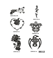 Savaş ve Çiçek 6 Adet Geçici Dövme Şablonu Spreysiz Sadece Stencil