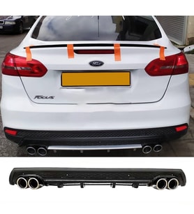 Ford Focus Mk3 Siyah Difüzör Çiftli Yuvarlak Egzoz Görünümlü D Tip Difizör