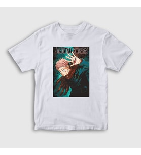 Presmono Unisex Çocuk Beyaz Anime Jujutsu Kaisen T-Shirt 130789tt