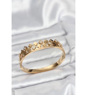 316L Çelik Gold Renk Minimal Yoncalı Kadın Kelepçe Bileklik 5886 - SSSSSS8726-1524