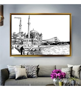 Altın Çerçeveli dekoratif tablo l1864 (Gold)