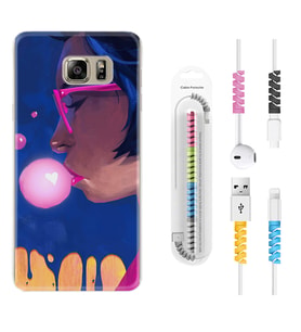 Samsung S7 Edge S20 Fe Plus Ultra S21 S22 Kılıf Kablo Koruma Spiral Silikon Sakız ve Kız 1767