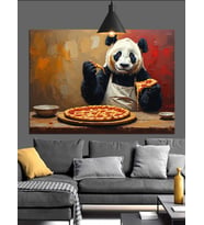 Panda Pizza Şef Dekoratif Kanvas - Mdf Ahşap Tablo